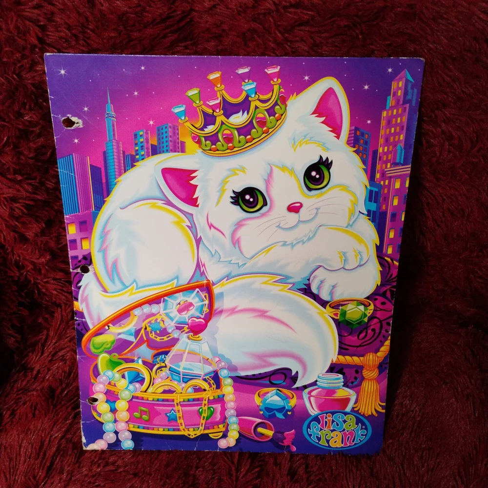 Vintage Lisa Frank Purrrscilla the White Cat Folder, 2002 Rare Collectible